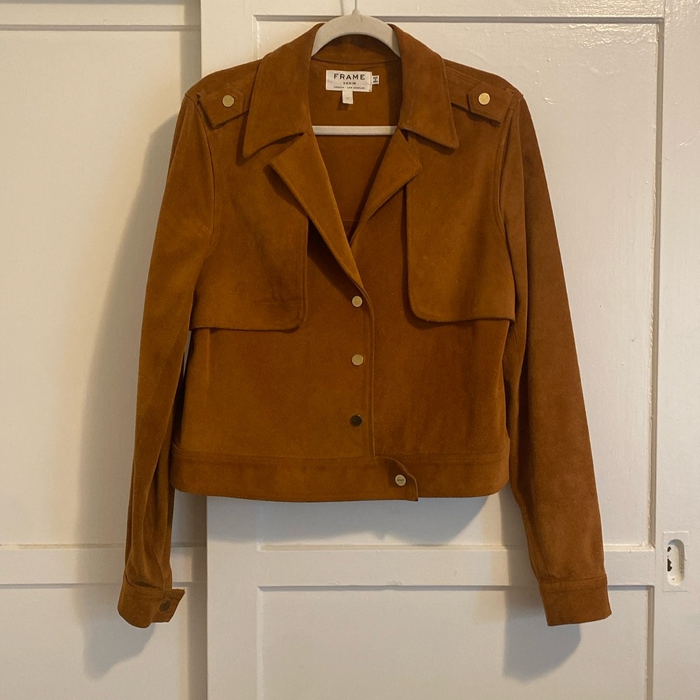 Frame Suede Leather Cropped Trench